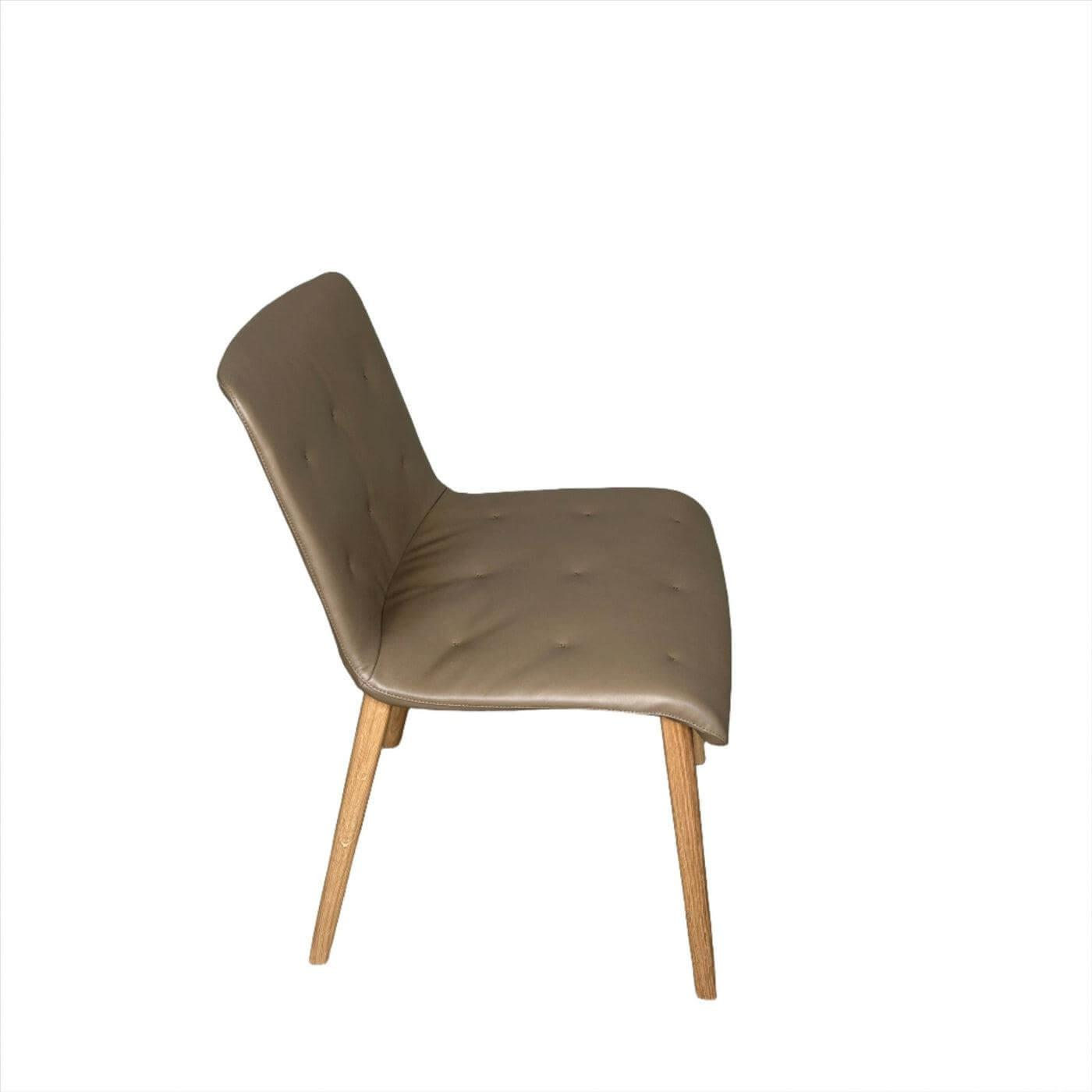 Walter Knoll - 8er Set Stuhl Liz Wood Leder Elen Fango Braun Gestell Eiche Weiß Pigmentiert Geölt Mit Teflongleitern - 4