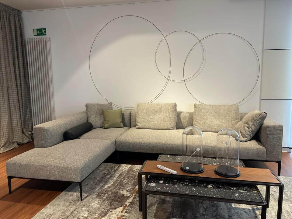 Walter Knoll - Ecksofa Jaan Living Stoff Savannah 7883 Platinum Grau Füße Metall Matt Schwarz Inklusive Kissen - 3