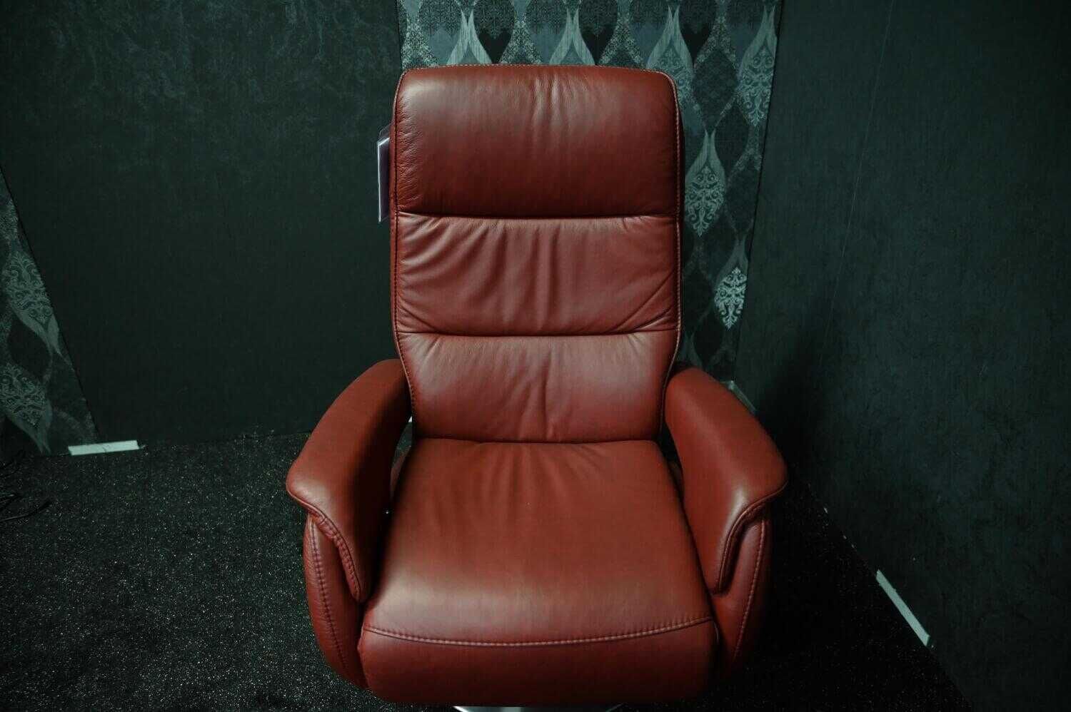 Steinpol - Relaxsessel Bella Leder Evita Bordeaux Drehteller Edelstahl mit Manueller Relaxfunktion - 4