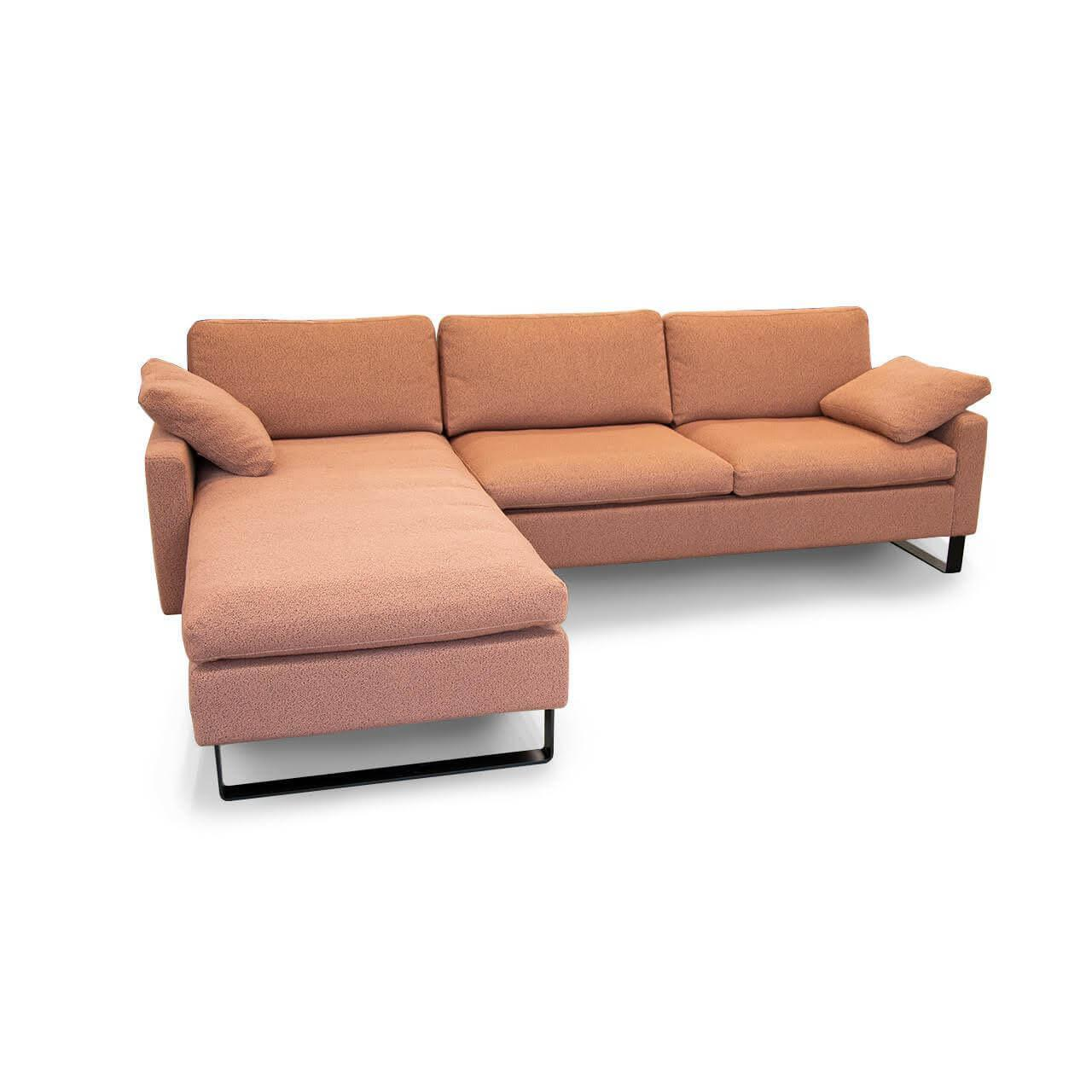 Brühl - Sofa Alba Stoff 5275 51 Rosa Orange Kufe Schwarz Pulverbeschichtet Mit 2 Seitenteilkissen - 1