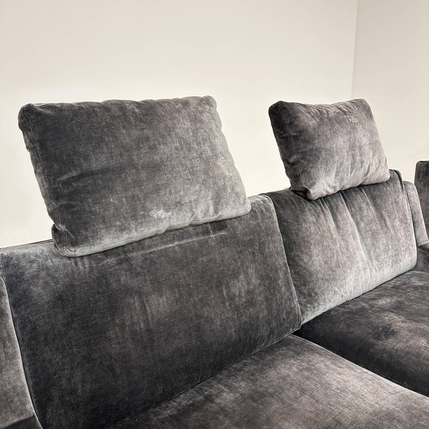 Werther - Sofa Mit Sessel Skagen Bezug Stoff Dark Grey U302K Dunkelgrau Untergestell Nussbaum - 11