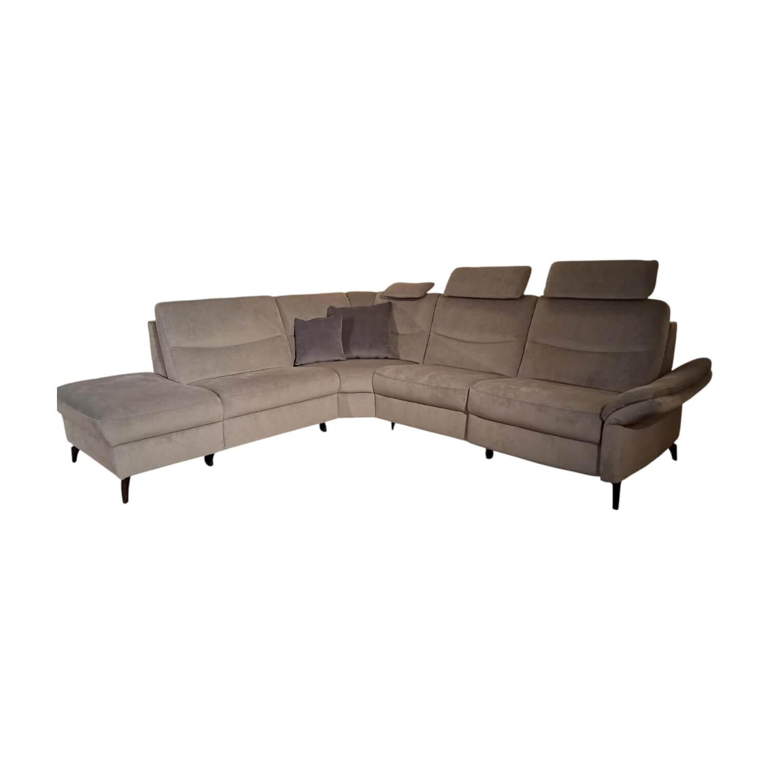 himolla - Ecksofa Planopoly 1468 Stoff 14 Aqua Clean 04 Stein Grau Füße Metall Anthrazit Pulverbeschichtet Mit Elektrischer Funktion - 1