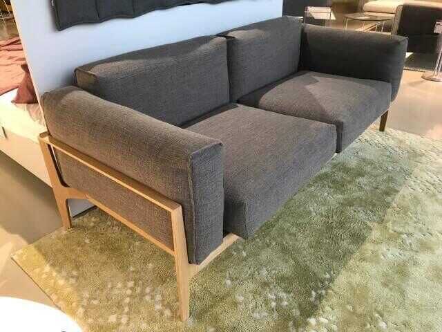 COR - Sofa Elm Stoff 7256 Braun Grau Gestell Massivholz Geölt - 3