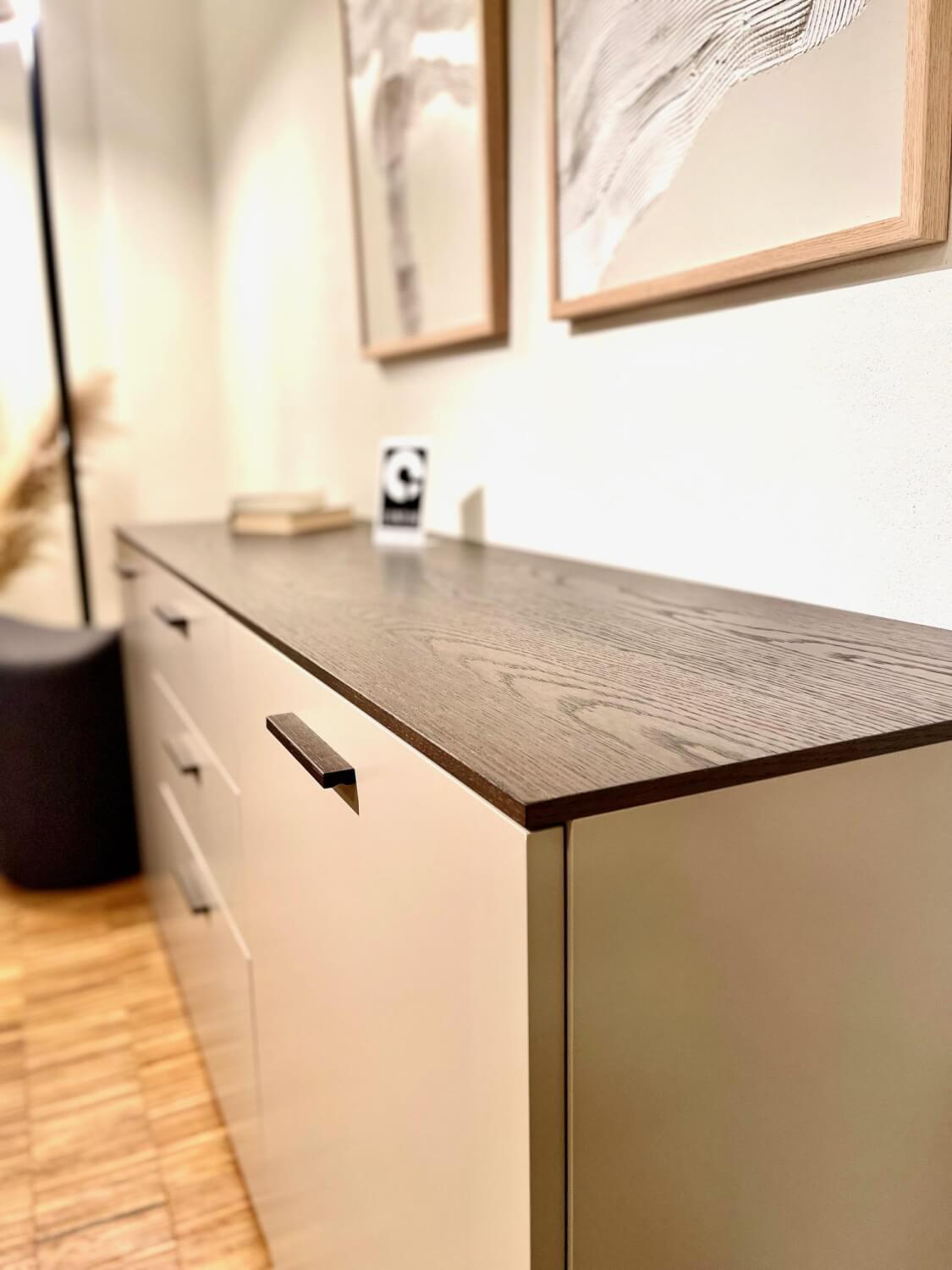 Contur - Kommode 3900 Block Lack Grau Abdeckplatte Wildeiche Dunkel - 5