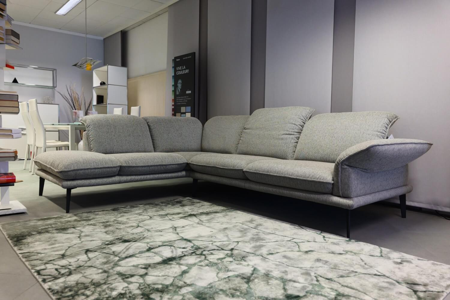 W. Schillig - Ecksofa Sherry Stoff W60 21 Silver Grau Fuß Metall FP6 M95 Anthrazit Mit Kopfstützenverstellung - 4