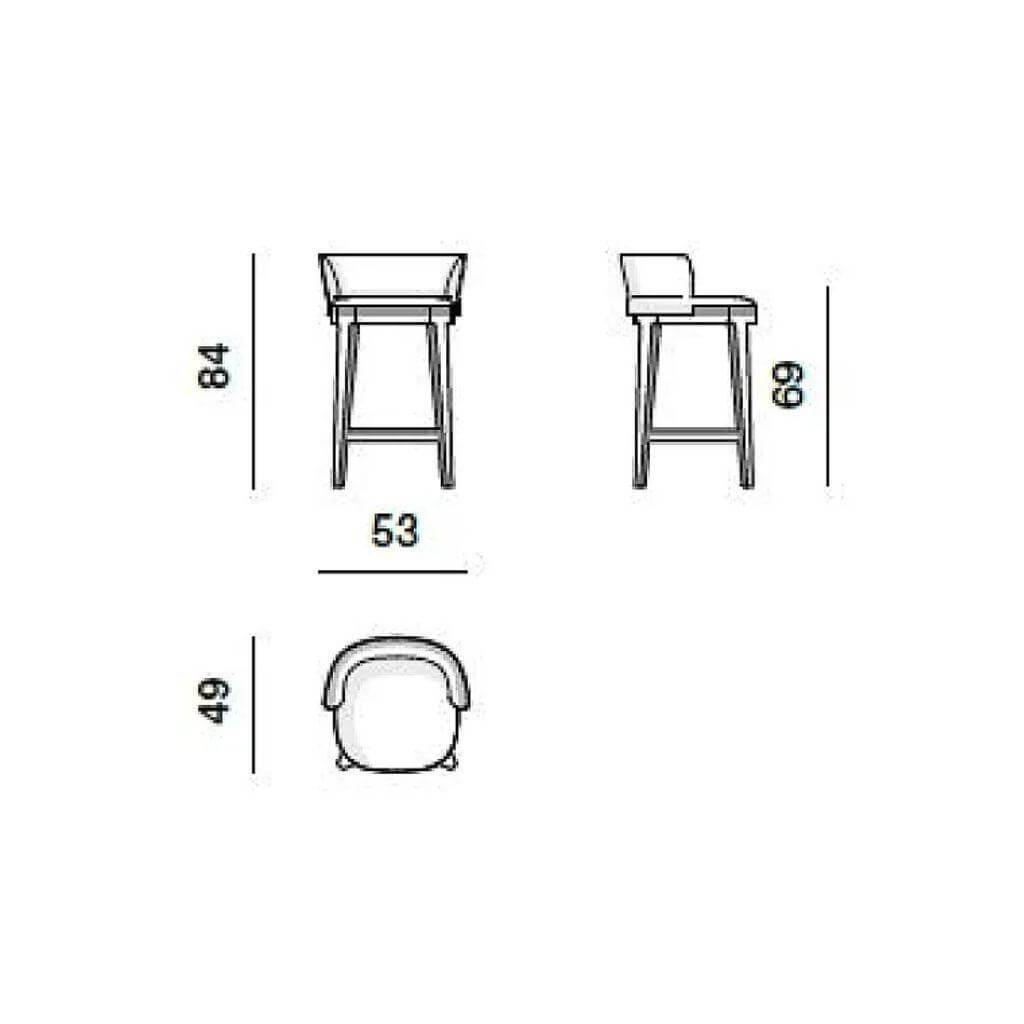 Molteni & C - 2er-Set Barhocker Devon Leder Extra L226 Braun Grau Gestell Holz Eiche Schwarz - 6