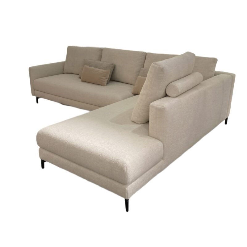 Rolf Benz - Ecksofa Nuvola Stoff Kieselgrau Gestell Aluminium Schwarz Inklusive Kissen - 1