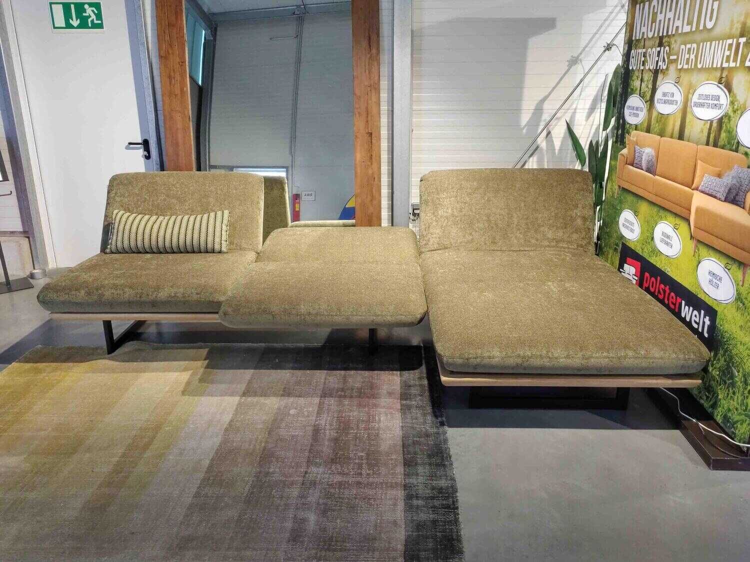 Restyl - Ecksofa Polly Stoff 2-6840 Grün mit 2 Nierenkissen - 8