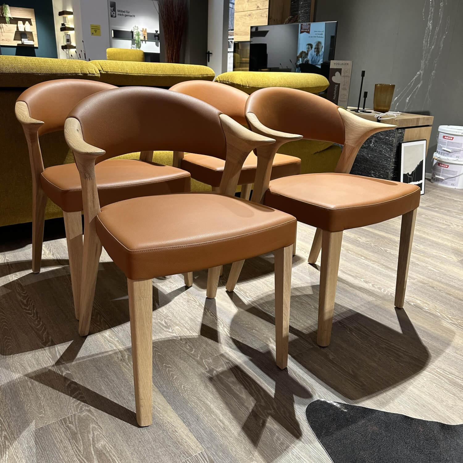 Voglauer - 4er Set Stuhl SAGP77 Vmontanara Leder Cognac Braun Gestell Wildeiche Geölt - 8