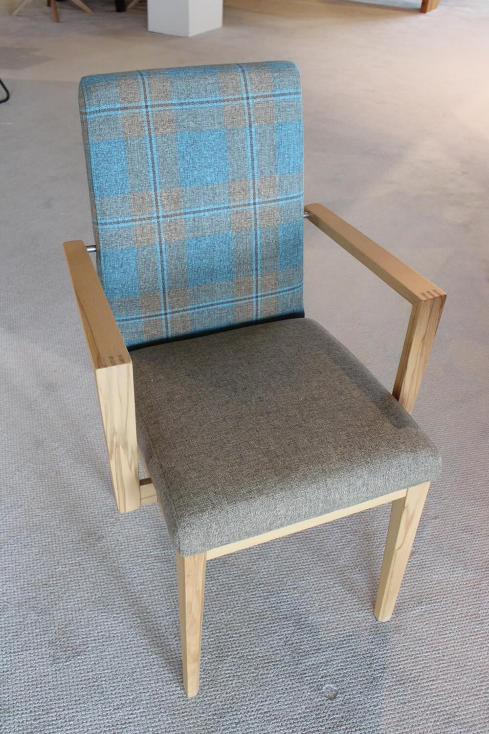 Schösswender - Eckbankgruppe Stoff Happ Uni Beige Karo Türkis Kernbuche Natur Tisch 2 Stühle Eckbank - 7