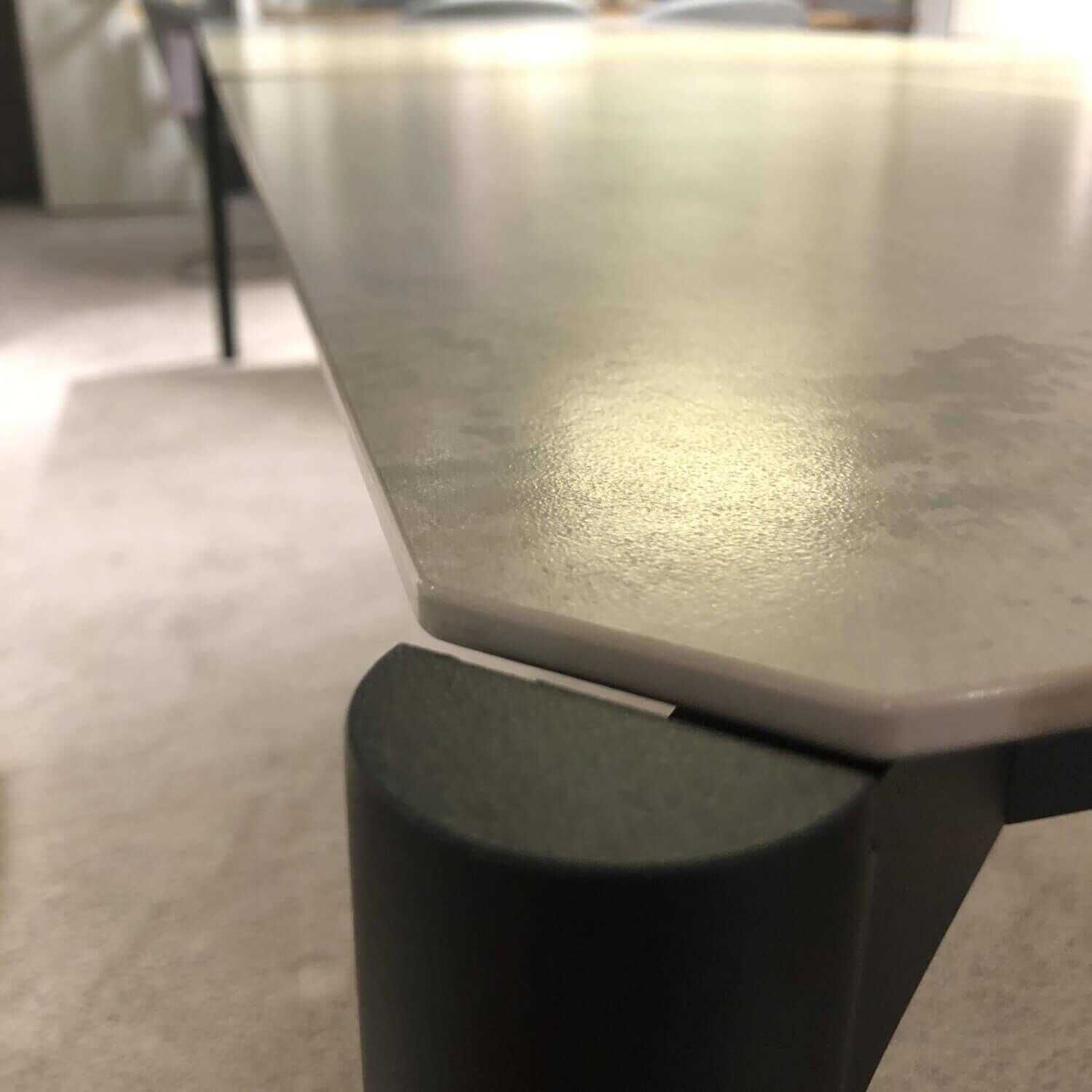 Essgruppe Tisch Ausziehbar Platte Keramik Beton mit 6 Stühlen Stoff Grau
