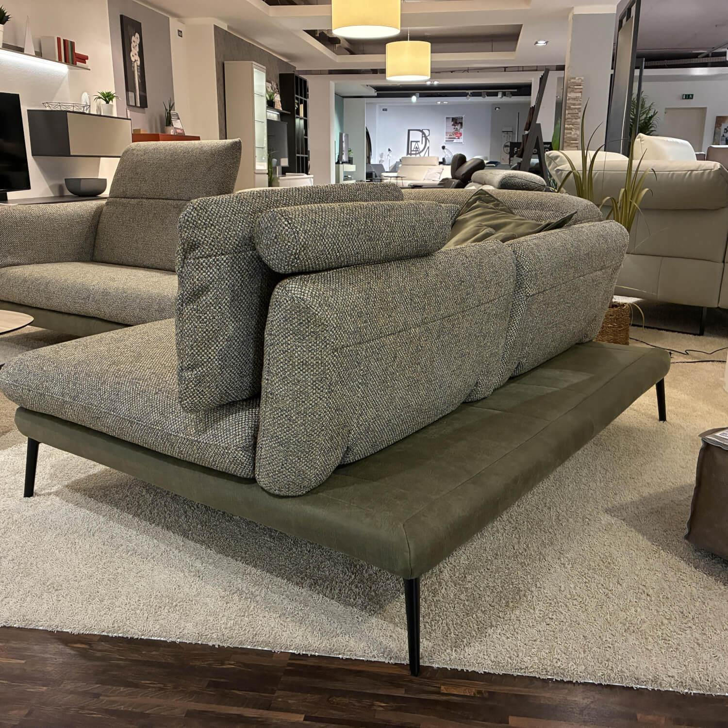 Comfort Republic - Ecksofa Elena Stoff AL Jazz Lime 400 Grau Grün Metallfüße Rund Schwarz Mit Klappbaren Armlehnen Inklusive Kissen - 7