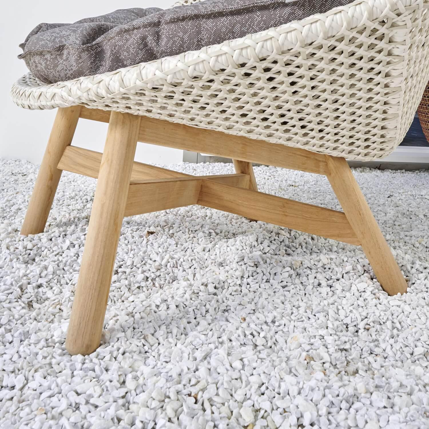 DEDON - Lounge Sessel Mbrace Bezug Stoff Kvadrat Patio 140 677 Geflecht Seasalt 140 Gestell Teak - 10