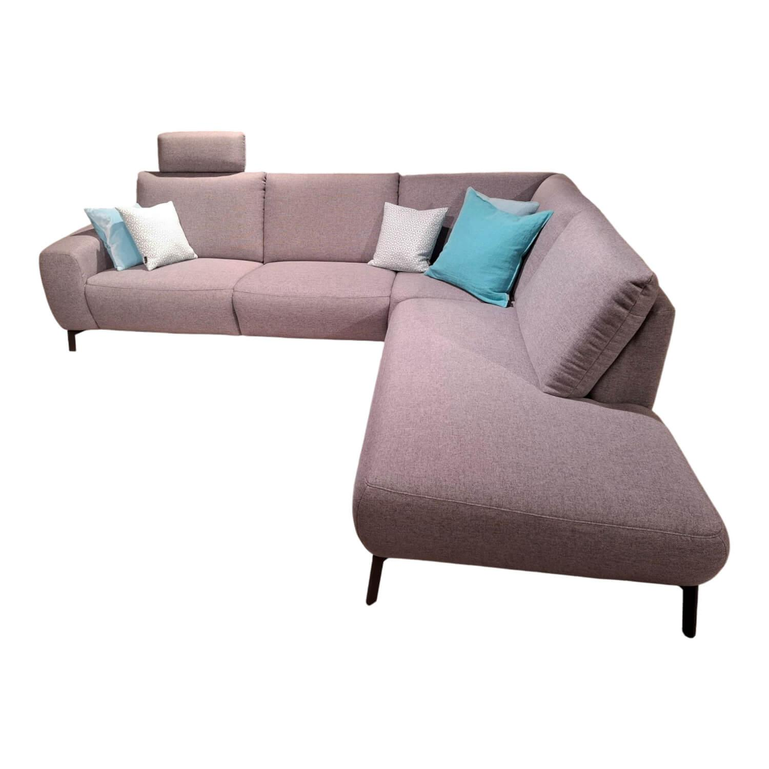 Carina - Ecksofa EM Venedig Stoff Mono Grau Metallfuß Schwarz - 1