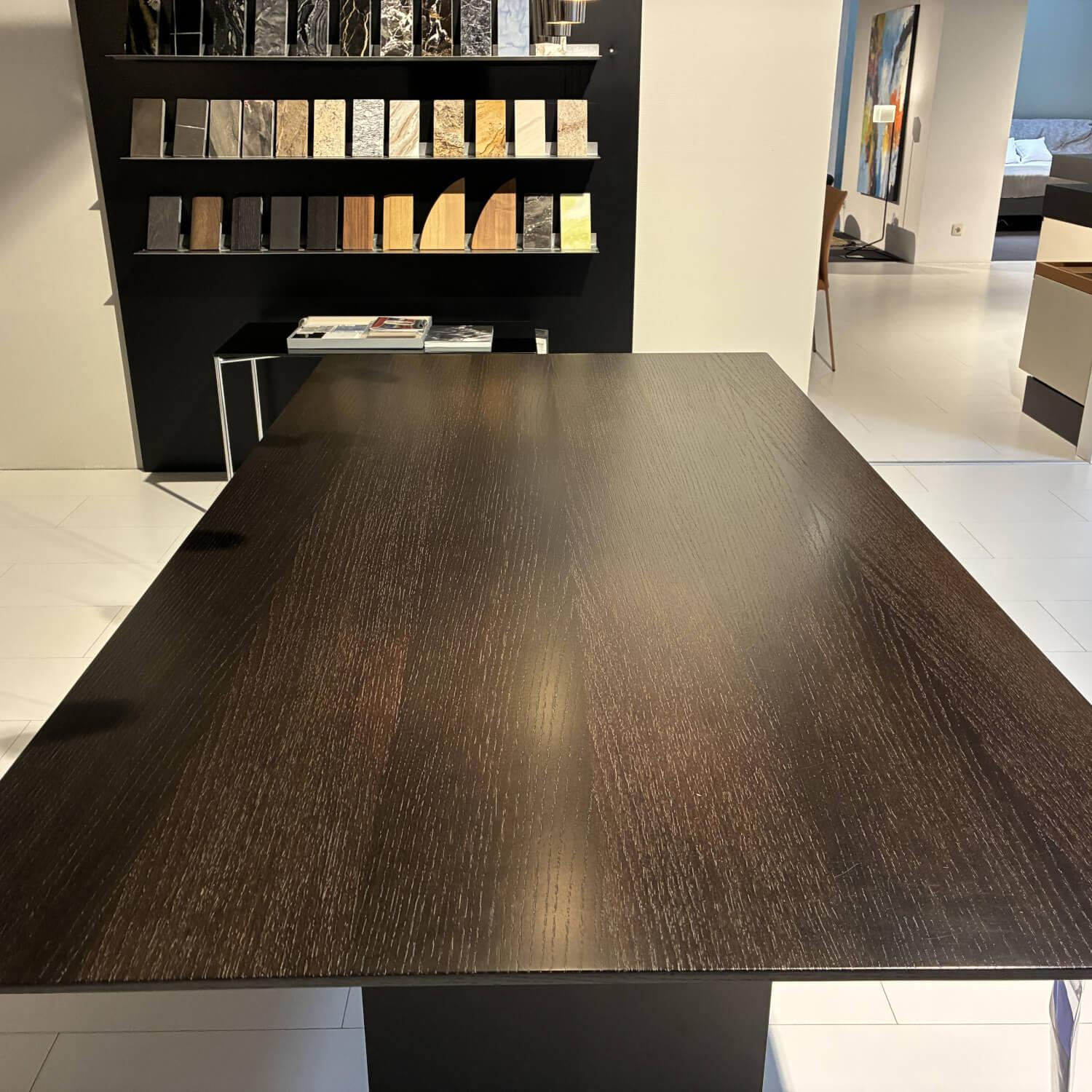 Draenert - Esstisch Atlas 1280 ll Platte Mooreiche Gebeizt Wangenfuß Aluminium Bronze Eloxiert Mit Integrierter Schwenkplatte - 6