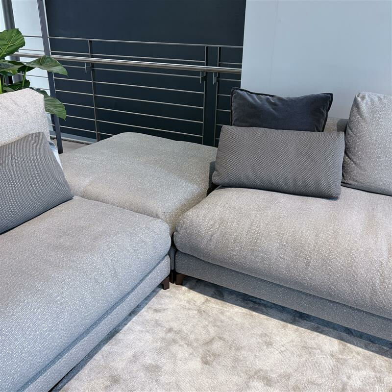 Rolf Benz - Ecksofa Nuvola Stoff 22 500 Grüngrau Füße Aluminium Marrone Braun Inklusive Rückenkissen Mit Rolle  - 3