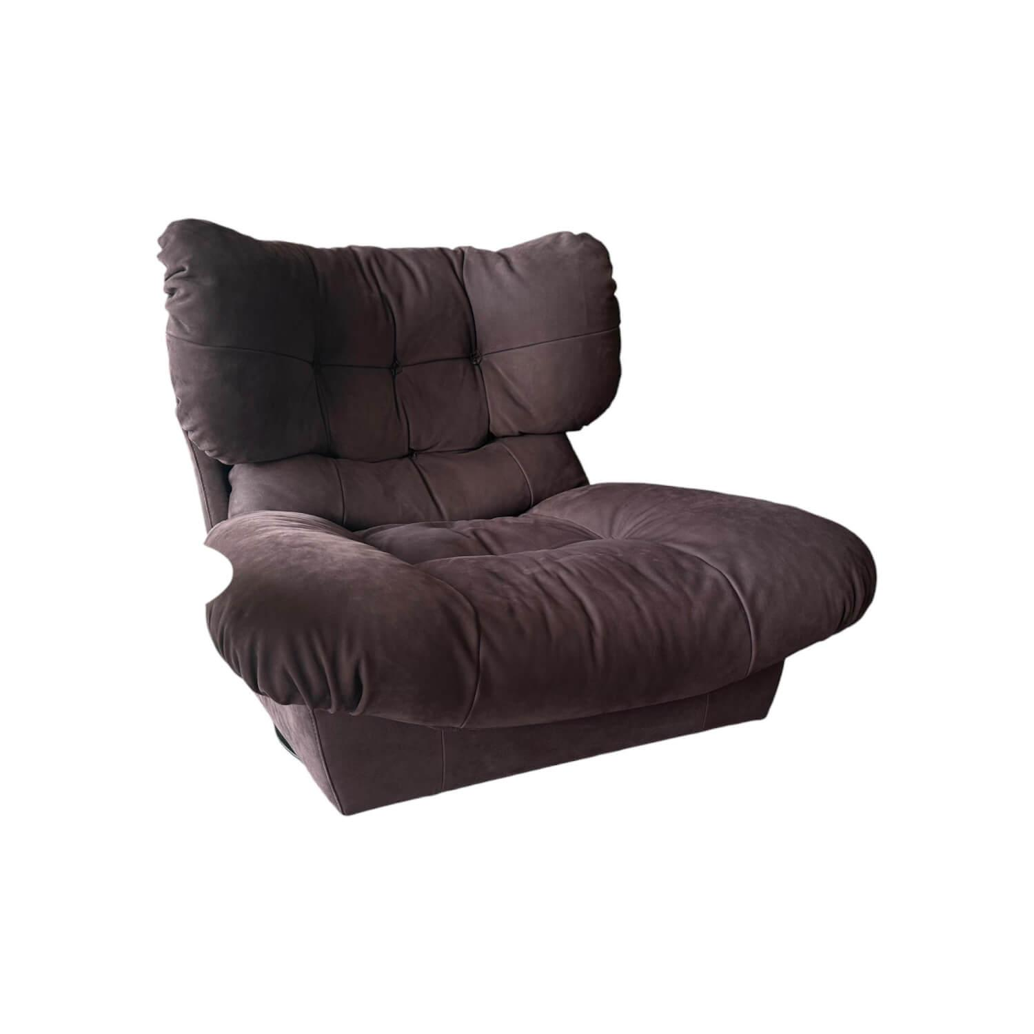 Baxter - Sessel Milano Bergere Leder Kashmir Prune Violett Fuß Metall Schwarz Matt Lackiert - 1