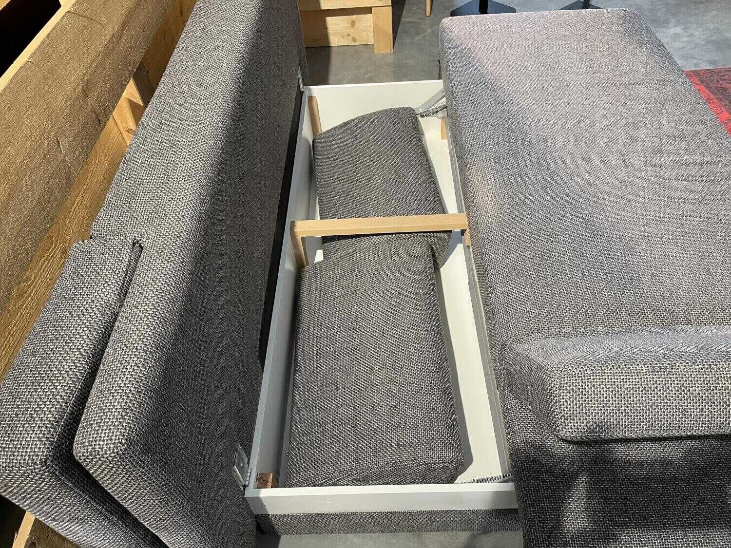 Restyl - Querschläfer Sofa Tino B.  Stoff S1:55-6175 Grau Fuß Chrom - 4