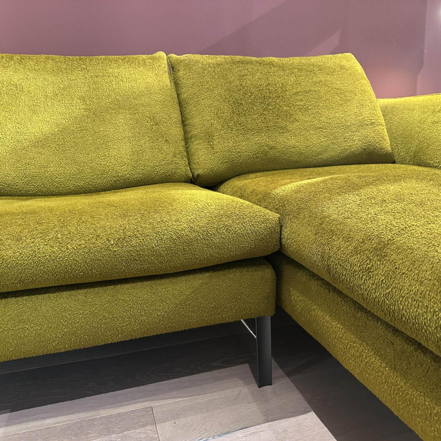 Molteni & C - Ecksofa Paul Stoff Wonder WG 445 Grün Gestell Metall Zinnfarbig - 6