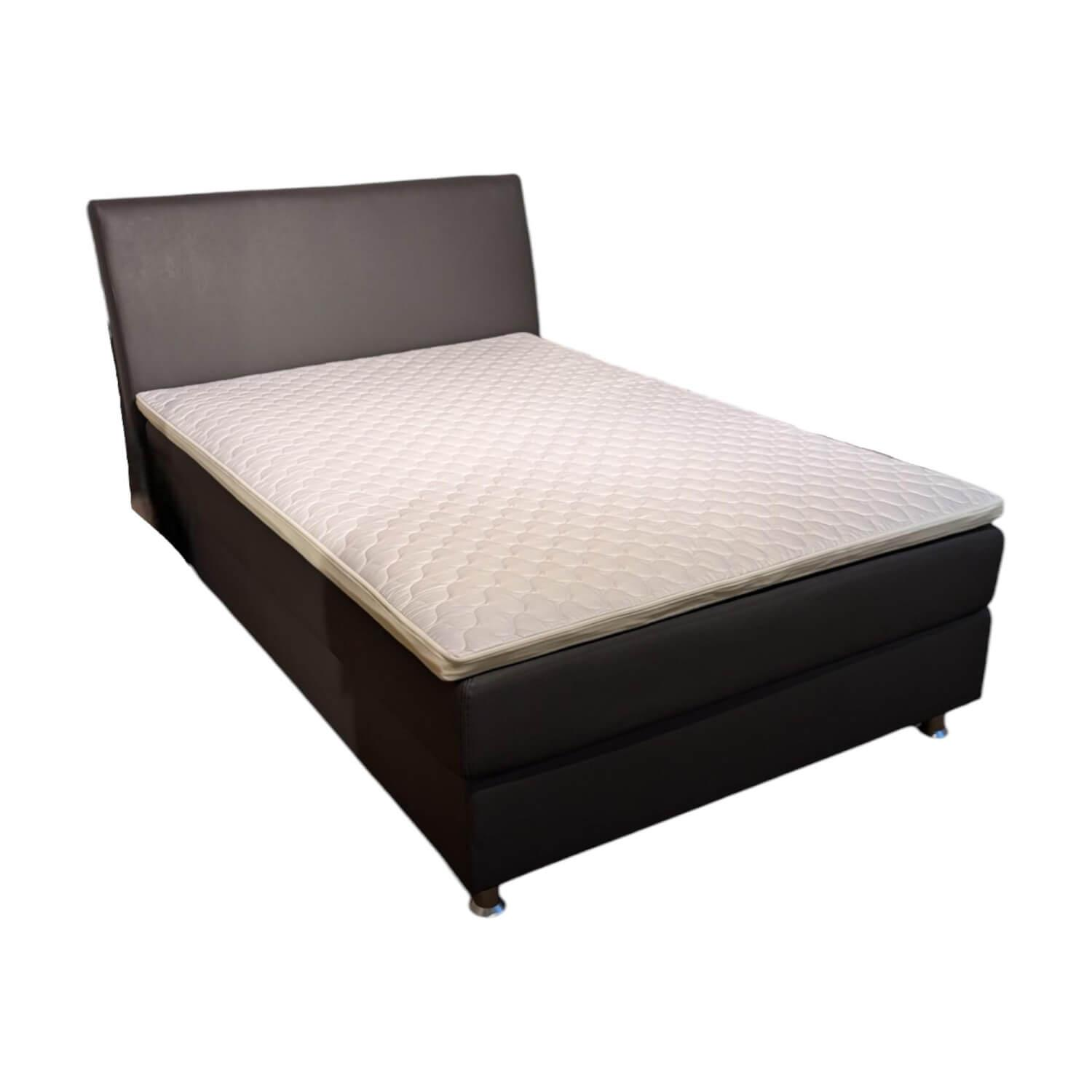 Oschmann - Boxspringbett Royal Kunstleder 630400 Santiago Anthrazit Matratzenbezug Gelocht Füße Alufarbig Mit Matratze Und Topper - 1