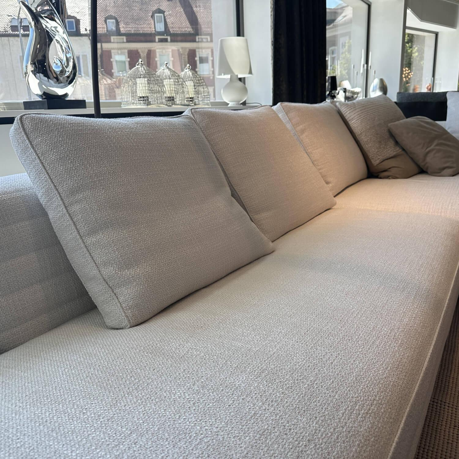 Minotti - Polstergruppe Roger Suite Stoff Natte 01 Bianco Beige Grau Inklusive Kissen - 10