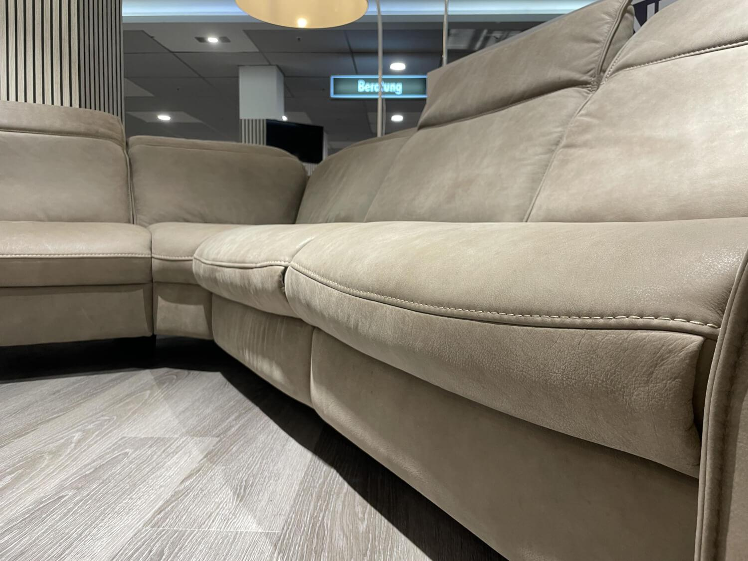 Hukla - Ecksofa Heidi Leder Aurelia Alu Grau Metallkufe Edelstahlfarbig Silber - 3