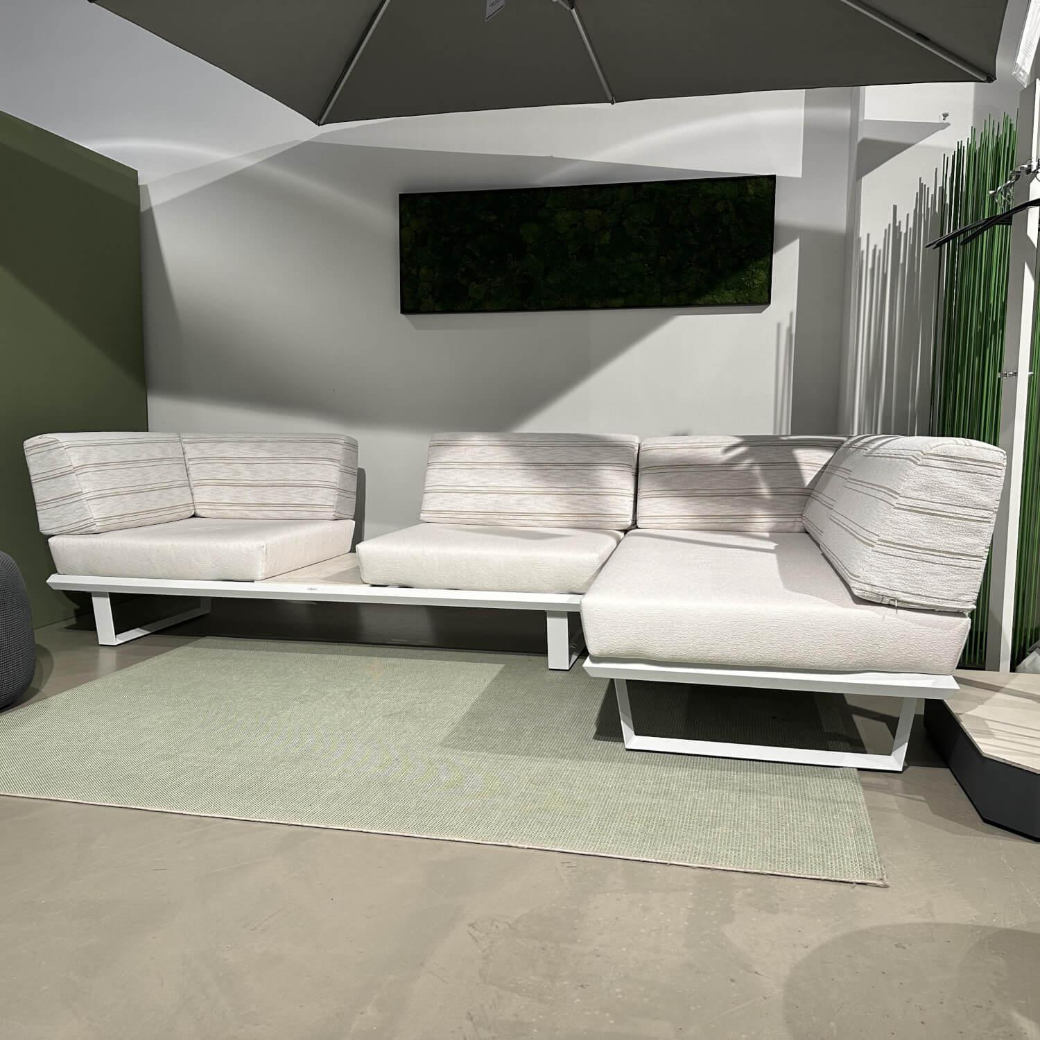 Solpuri - Outdoor Lounge Boom Stoff Diamond Pune Beige Gestell Aluminium Weiß Pulverbeschichtet Mit Keramikplatte Dekton - 8