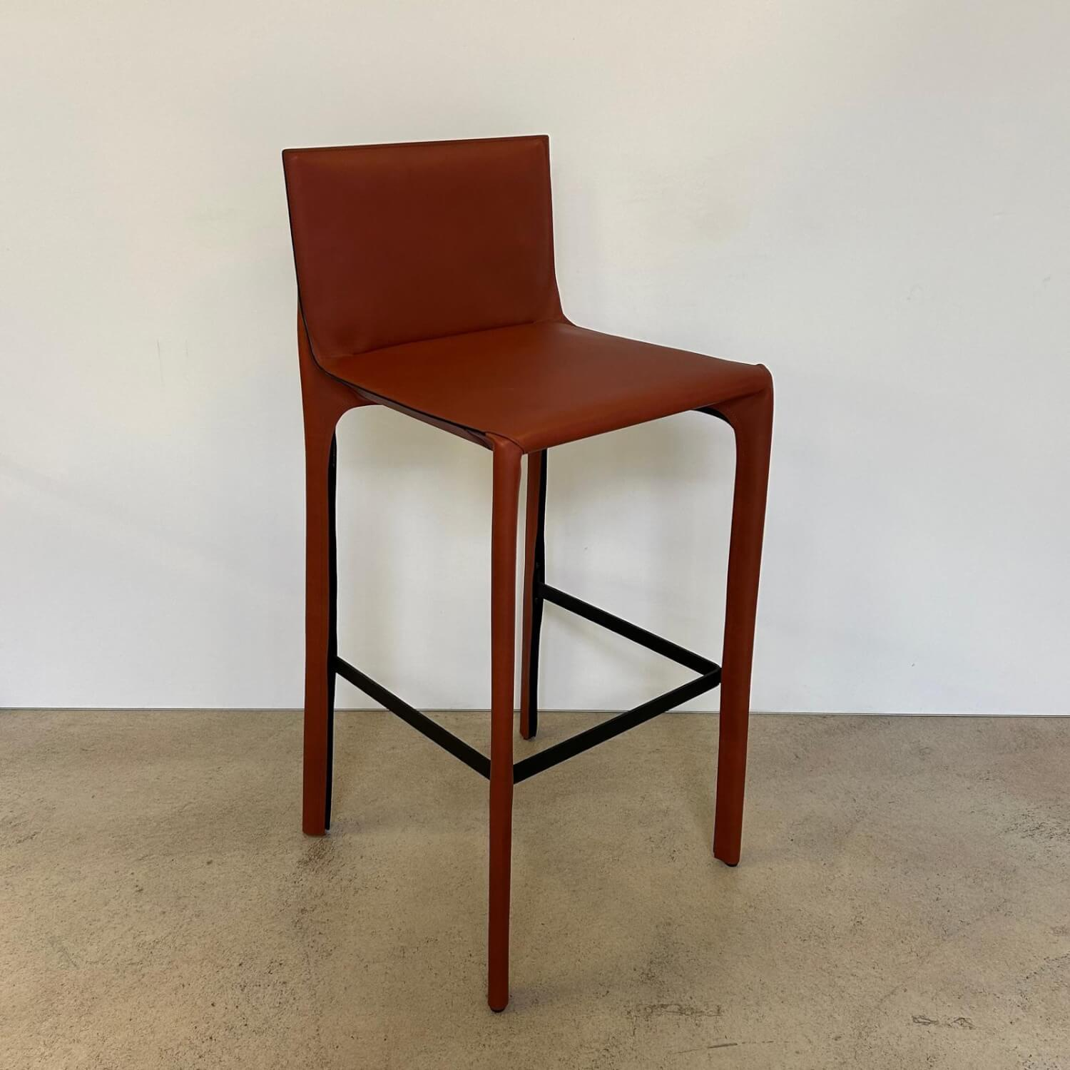 Walter Knoll - Barhocker Saddle Chair 1248 Leder Saddle Sherry Braun Fußstütze Stahl Schwarz Mit Kunststoffgleitern - 3