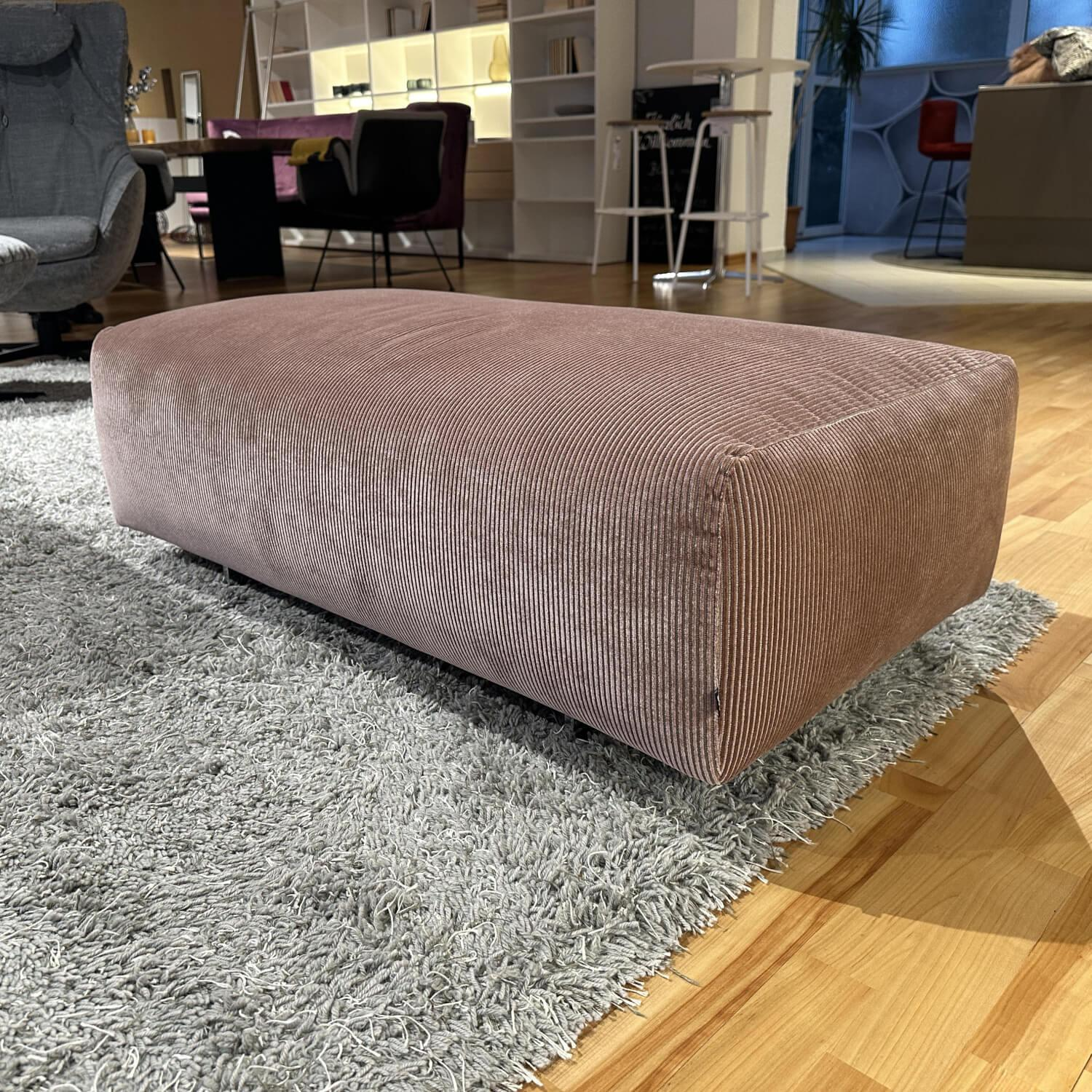 COR - Sofa Moss fabric 9075 old rose pink foot chrome-plated with stool - 7