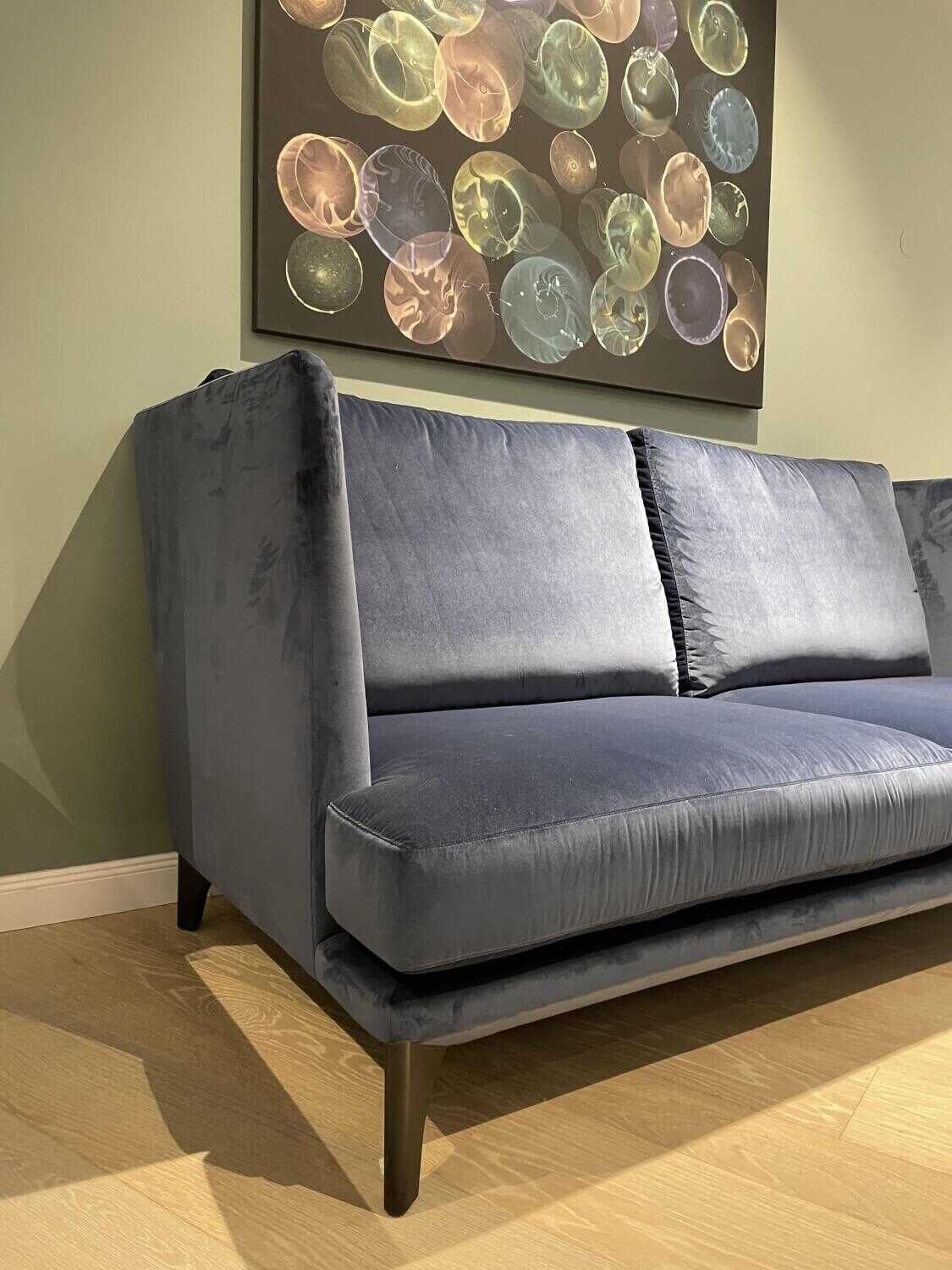 Sofa Polo Lounge 2/92,5 Stoff Amica BW 1731-555 Nachtblau Füße Schwarz