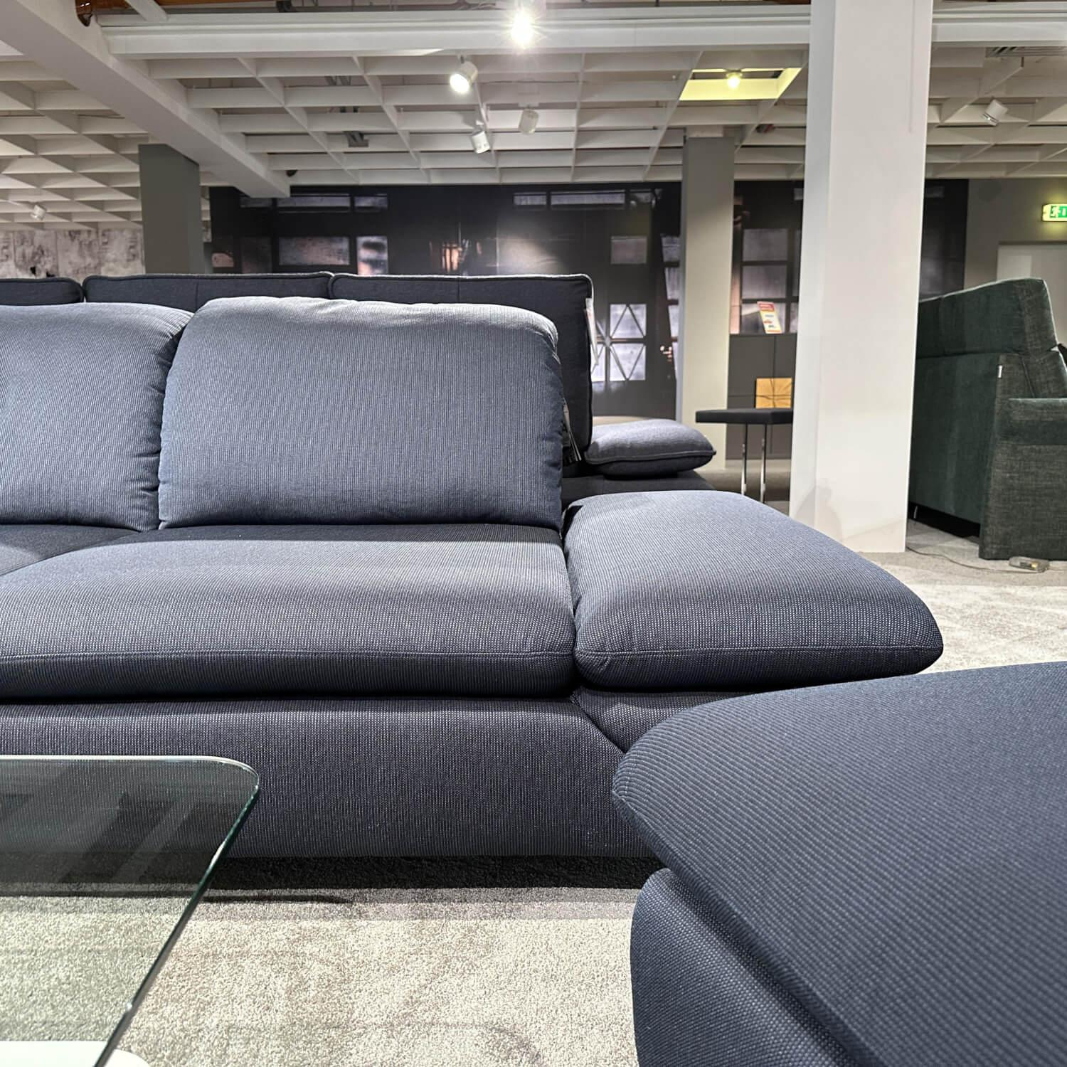 W. Schillig - Ecksofa 15278 Taoo Inkl Funktionshocker Mit Rollen Stoff W61/28 Blau Metallfuß Glänzend - 4