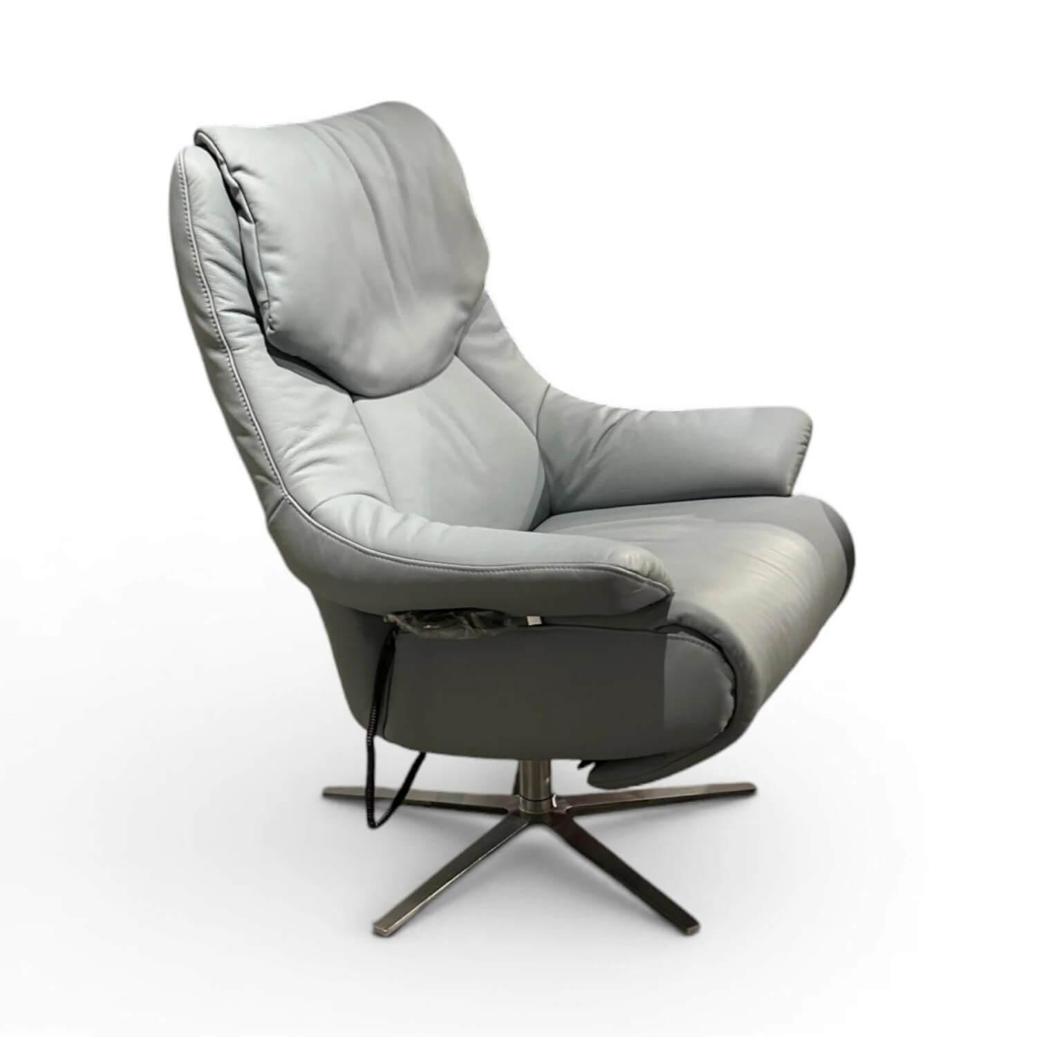 himolla - Sessel Himolla 7633 Malu Leder Longlife Rustika Sky Hellgrau Sternfuß Metall Edelstahl - 7