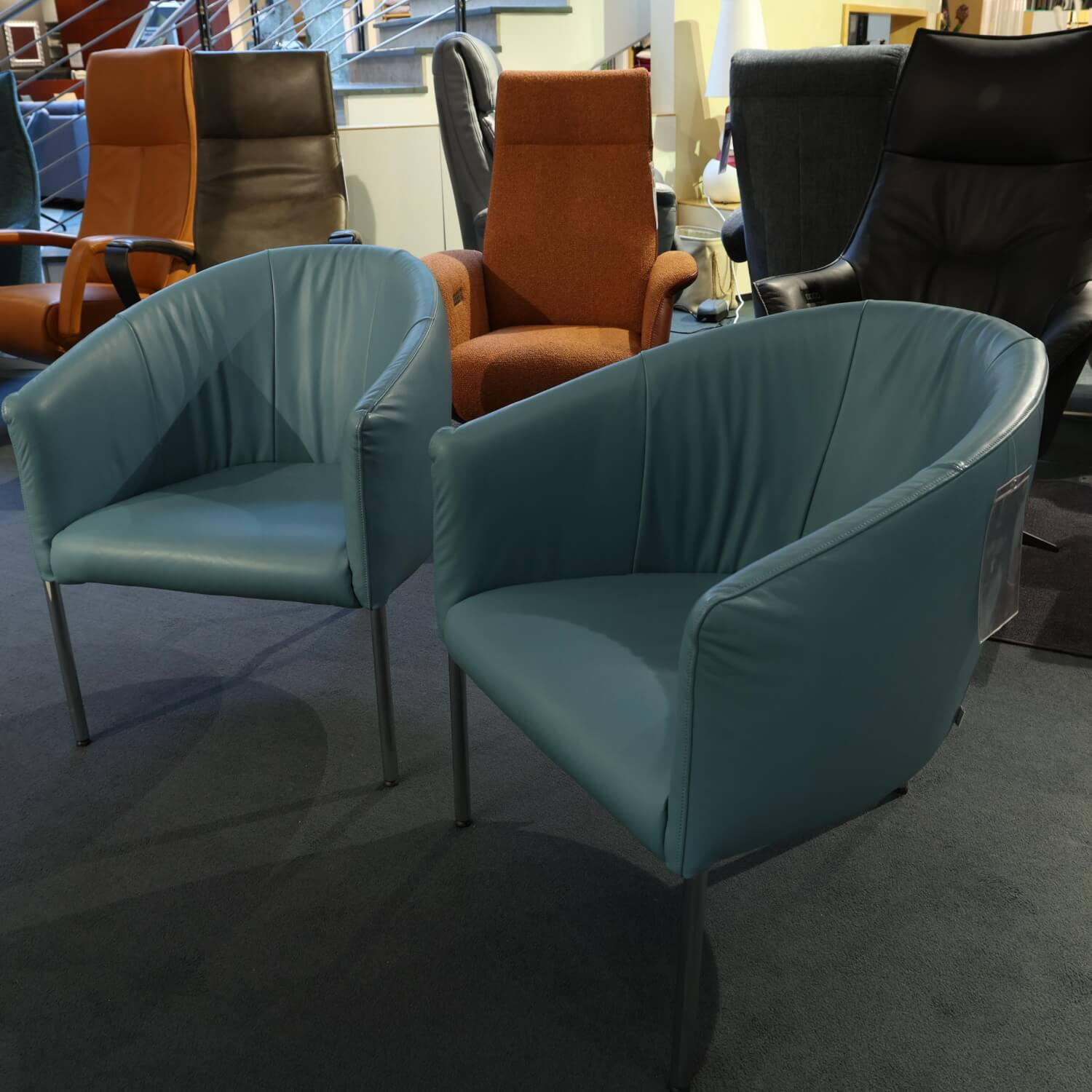 Jori - 2er-Set Sessel Rumba JR-9990 Bezug Leder Lardio 69 Dreifuß Chrom Glänzend - 2