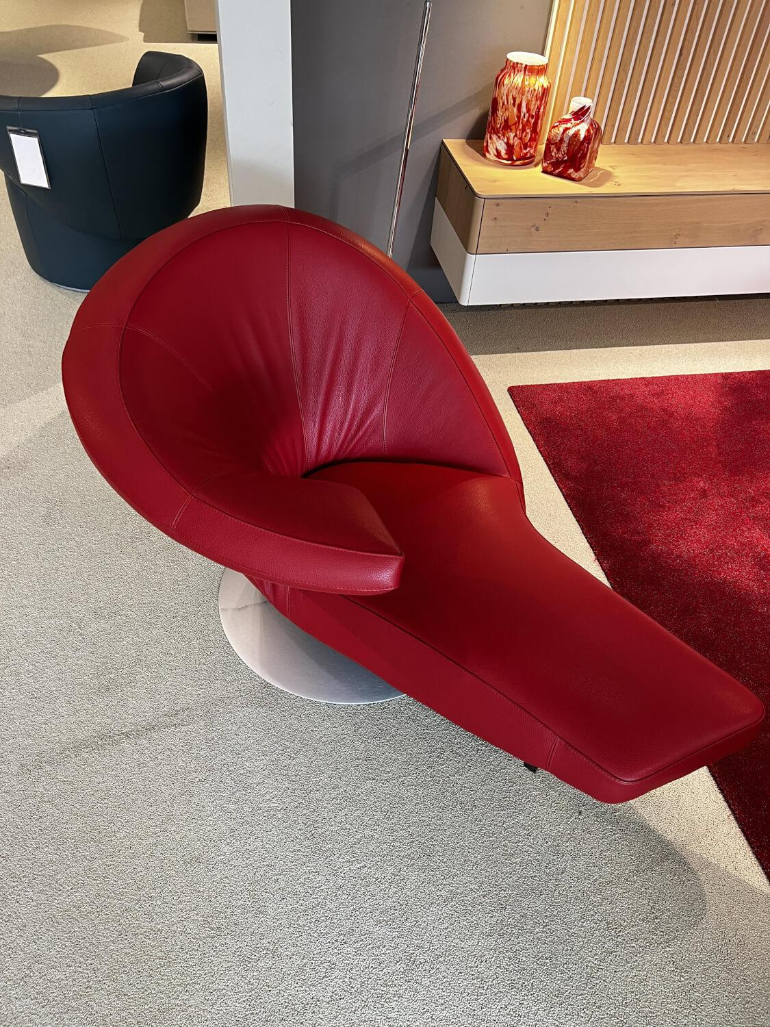Leolux - Drehsessel Parabolica Leder 51877 Senso 1077 Ferrari Rot Tellerfuß Aluminium Gebürstet - 4