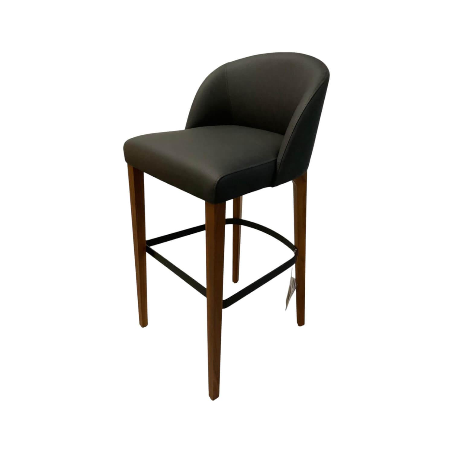 Tonon - Barhocker Libra Leder Schwarz Gestell Nussbaum Striemen Schwarz - 1