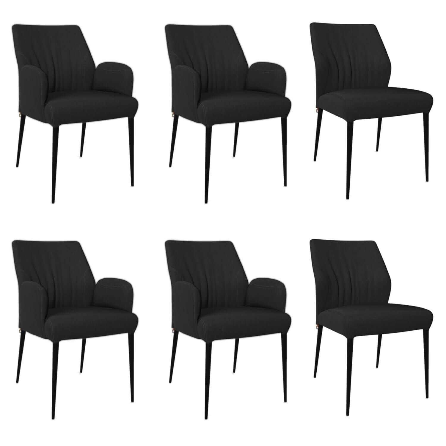 6er-Set Stühle Enora Stoff Bogota Black Gestell Metall Black