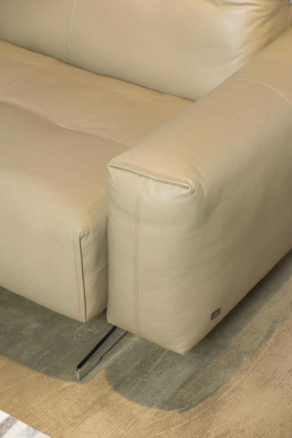 Sofa RB 50 Leder Grau Grün 233er mit Rückenkissenmatte aus Stoff