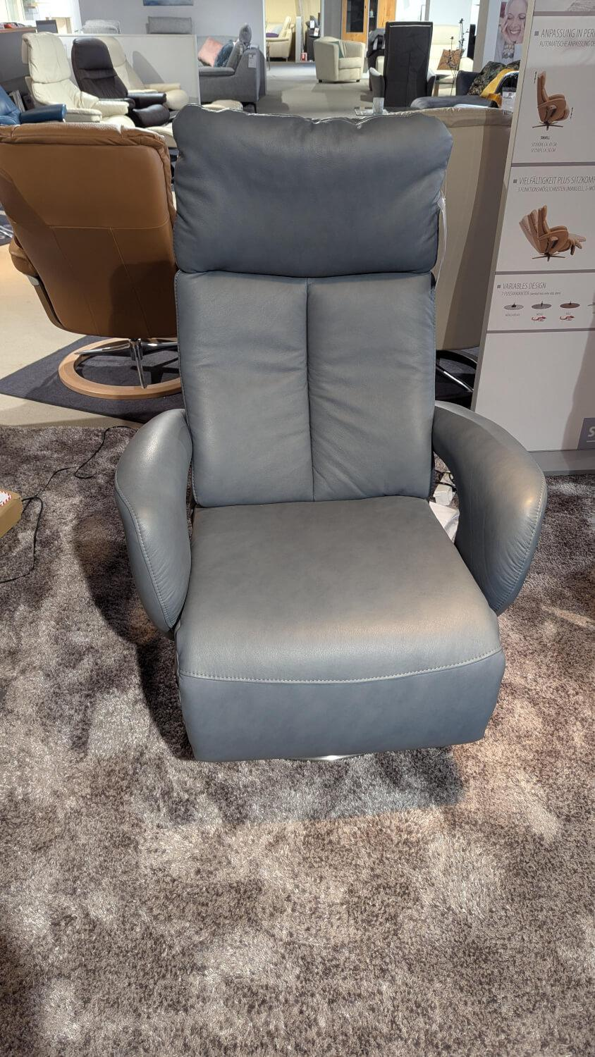 Hukla - Sessel Dreamline 02 Leder Vivre Steel Grau Metall Drehteller V6 Mit Turn Und Move Funktion - 7