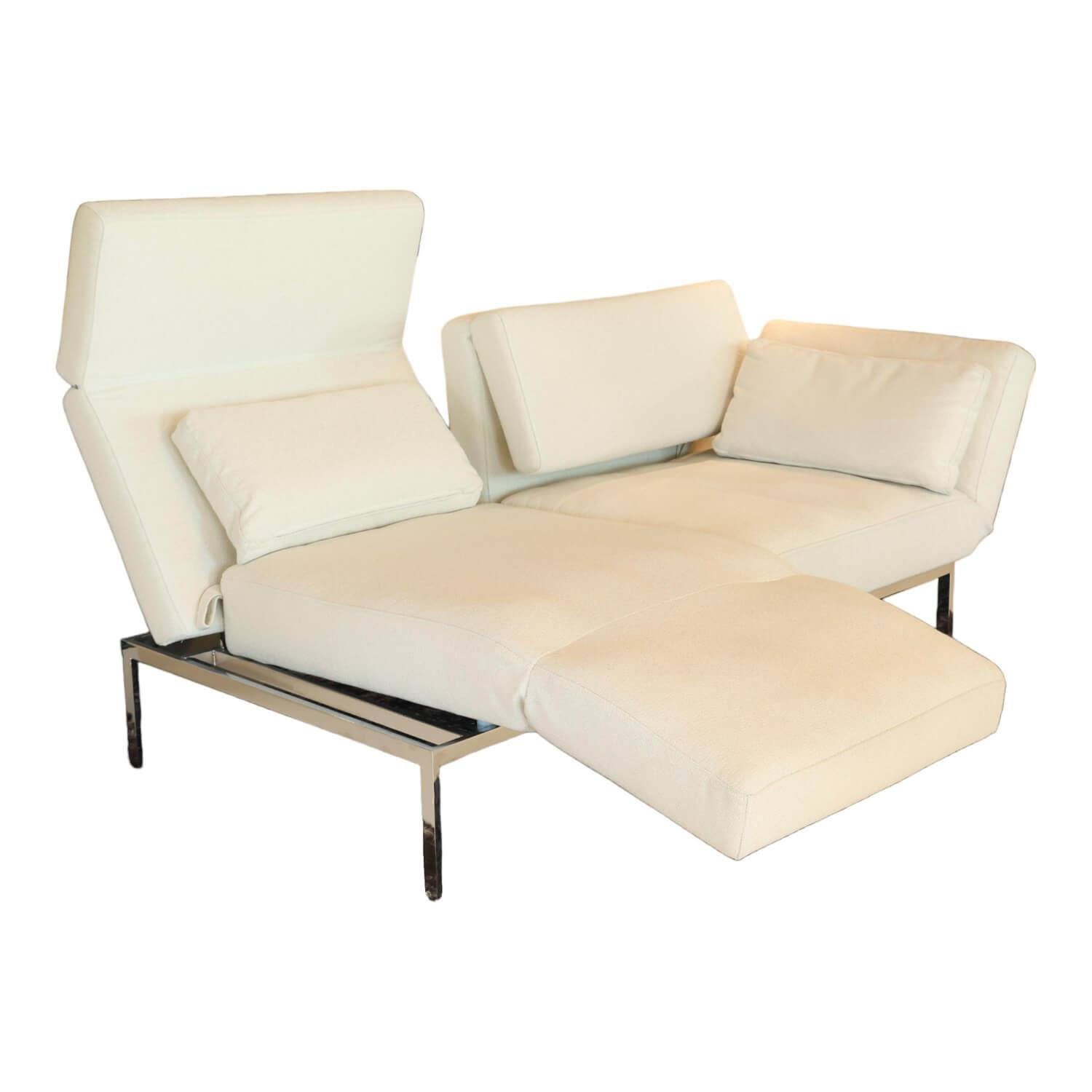 Sofa Roro Soft Bezug 3677 Farbe 40 Creme Mit Drehsitz Fuß Metalluntergestell Verchromt Glänzend