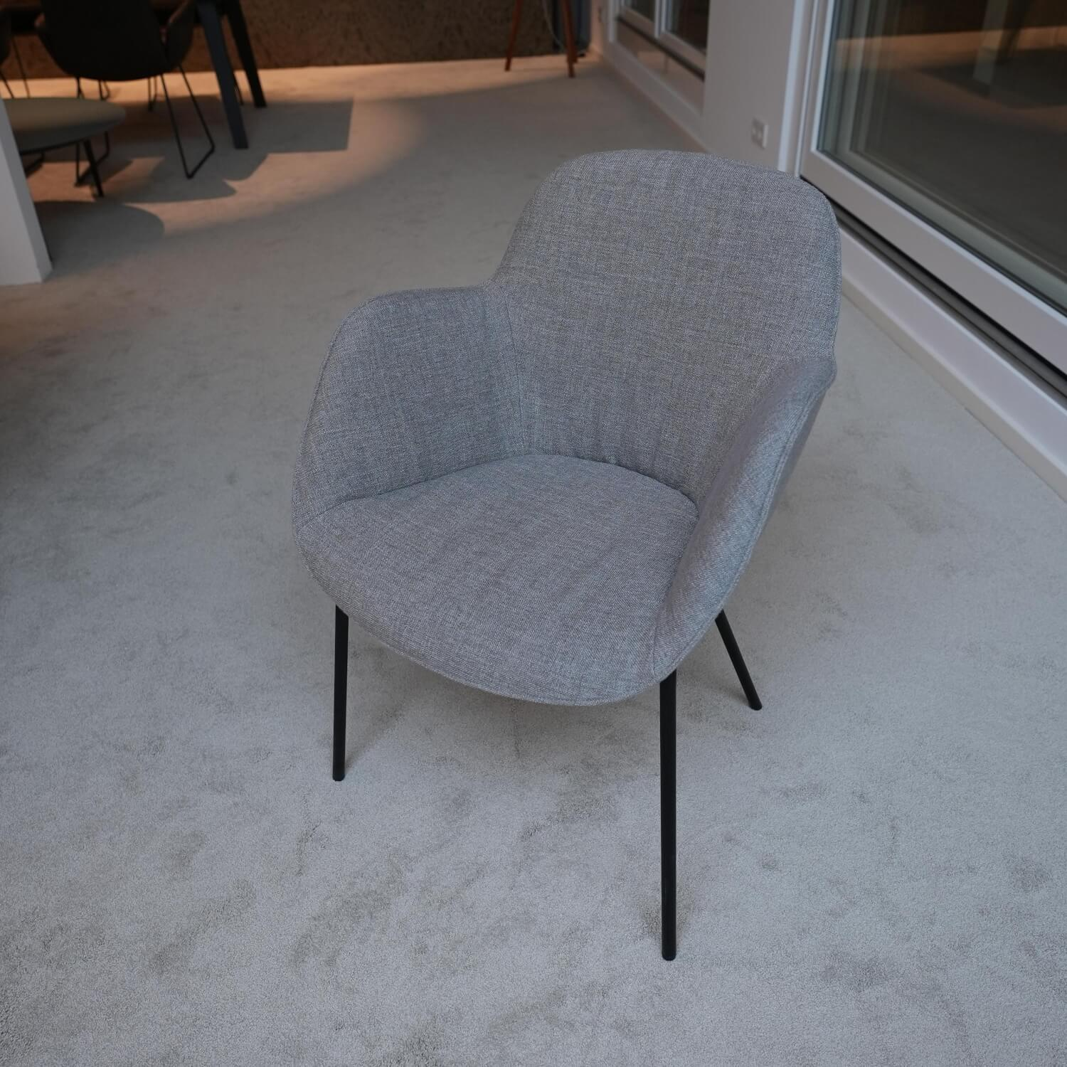 Walter Knoll - Stuhl Sheru Bezug Gaia 7891 Platin Rohrgestell Matt Pulverbeschichtet Schwarz - 6