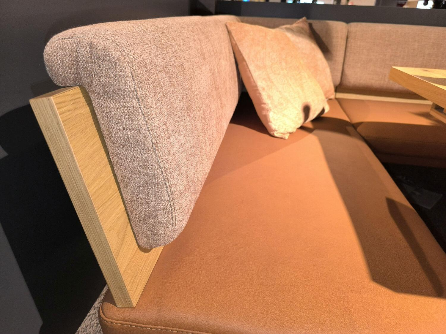 K+W - Eckbankgruppe Game IV Wildeiche Natur Furniert Lackiert Stoff 0985 72 Lightbrown 0925 72 Caramel Braun - 6