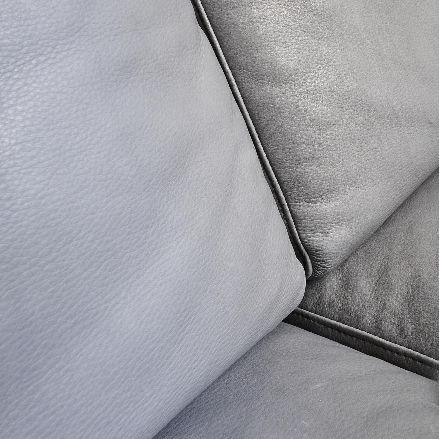 Brühl - Sofa Alba System M Leder 5707 Pearl 0095 Grau Winkelfuß Verchromt Mit Kopfstütze - 17