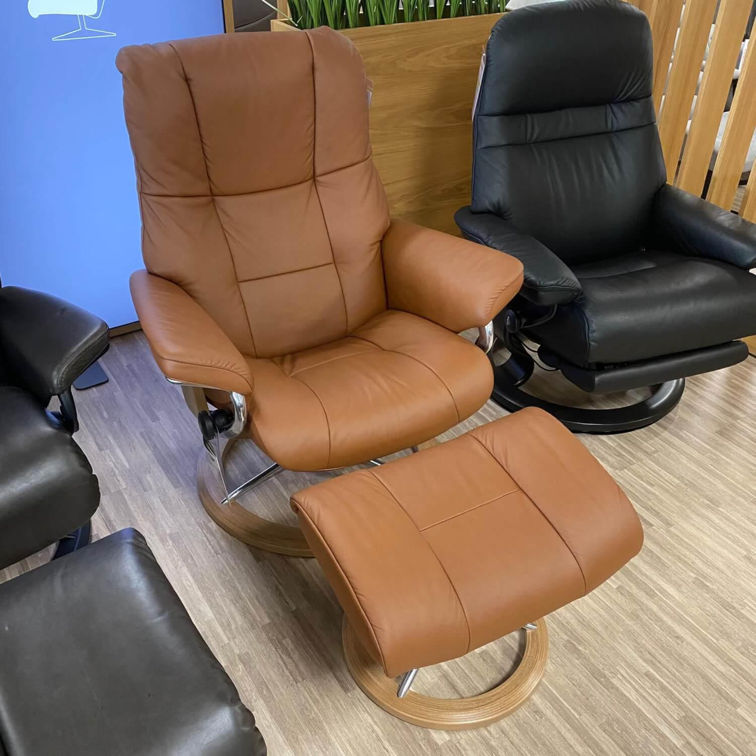 Stressless - Stressless Sessel mit Hocker Mayfair M Leder Paloma Cooper Signature Eiche - 5