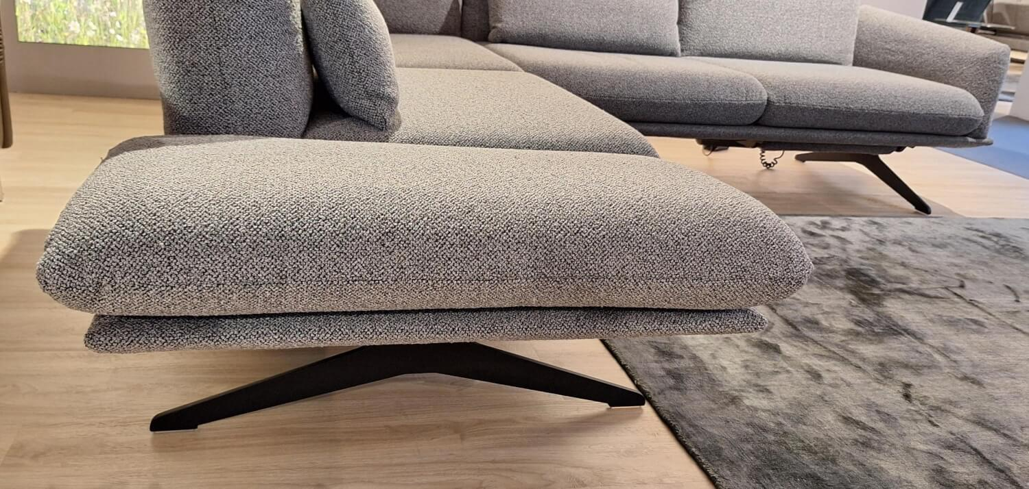 Koinor - Corner Sofa Calmo Fabric 13 Cosmo 97 Gray Metal Skids Powder Coated Black Matt With Manual Headrest Adjustment And Motorized Footrest Including 2 Cushions Without Decorative Cushions - 6