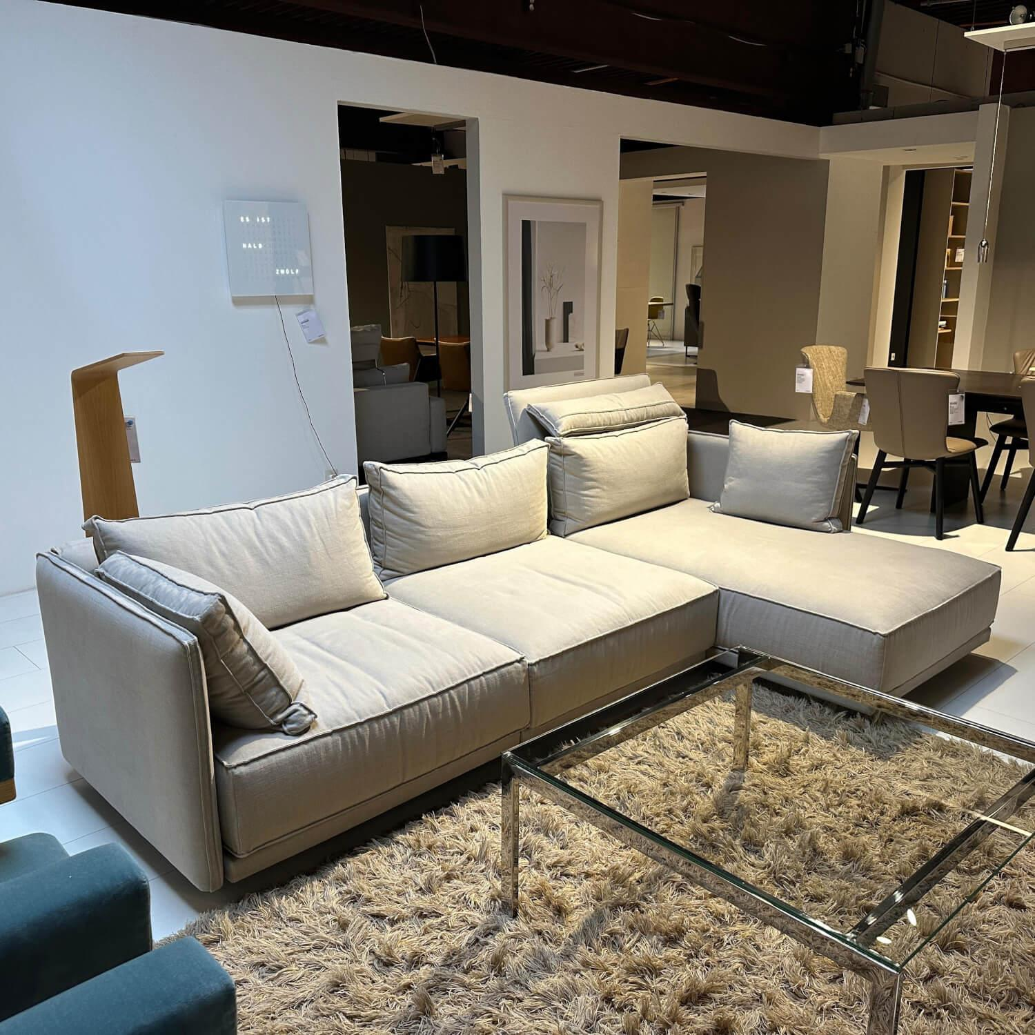 IP Design - Ecksofa Cube Lounge Stoff Hot Madison CH1249 095 Creme Füße Holz Schwarz Lackiert Inklusive Kissen - 7