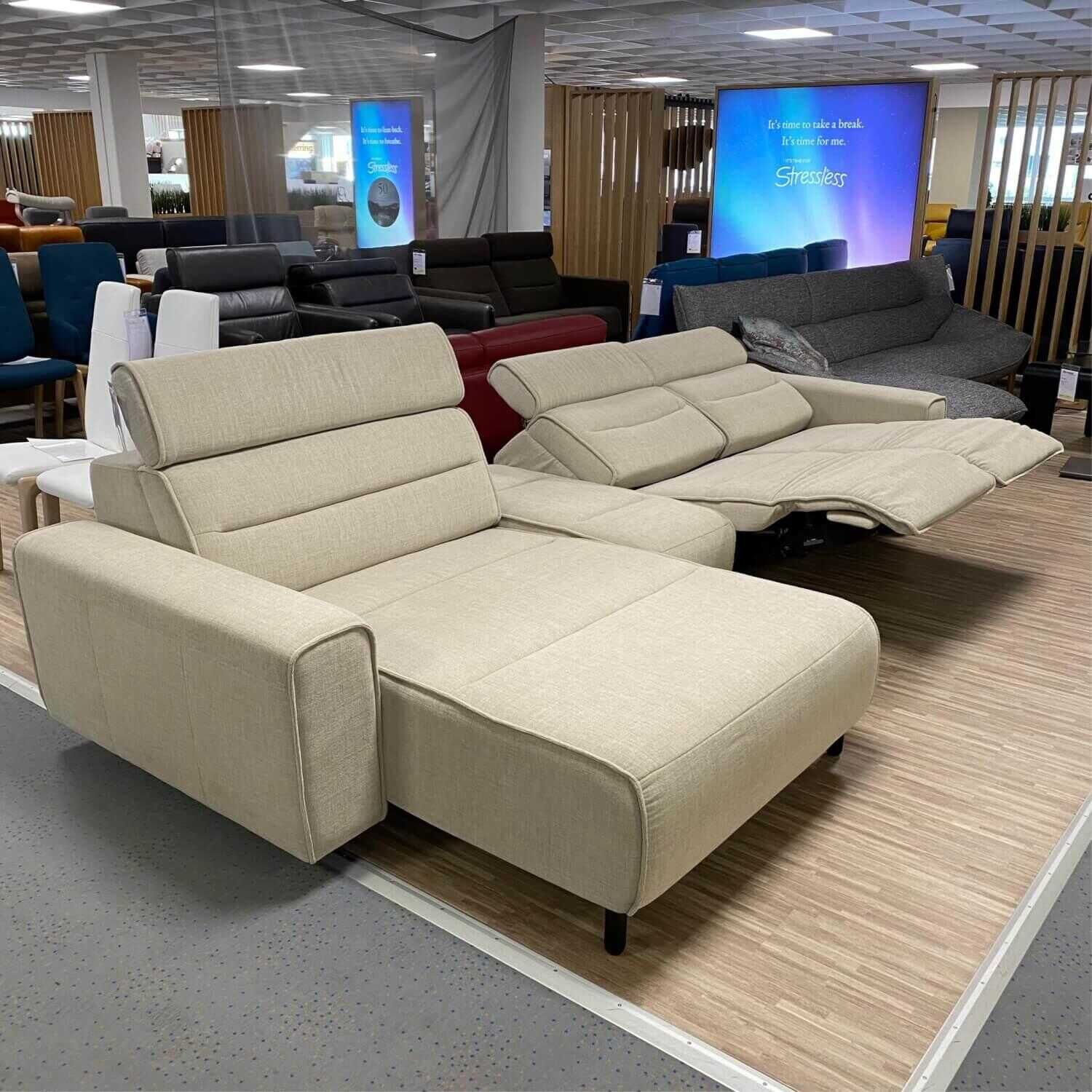 Stressless - Ecksofa Emily Stoff Daisy Sand Elektrisch Verstellbar mit Zwischenelement - 7
