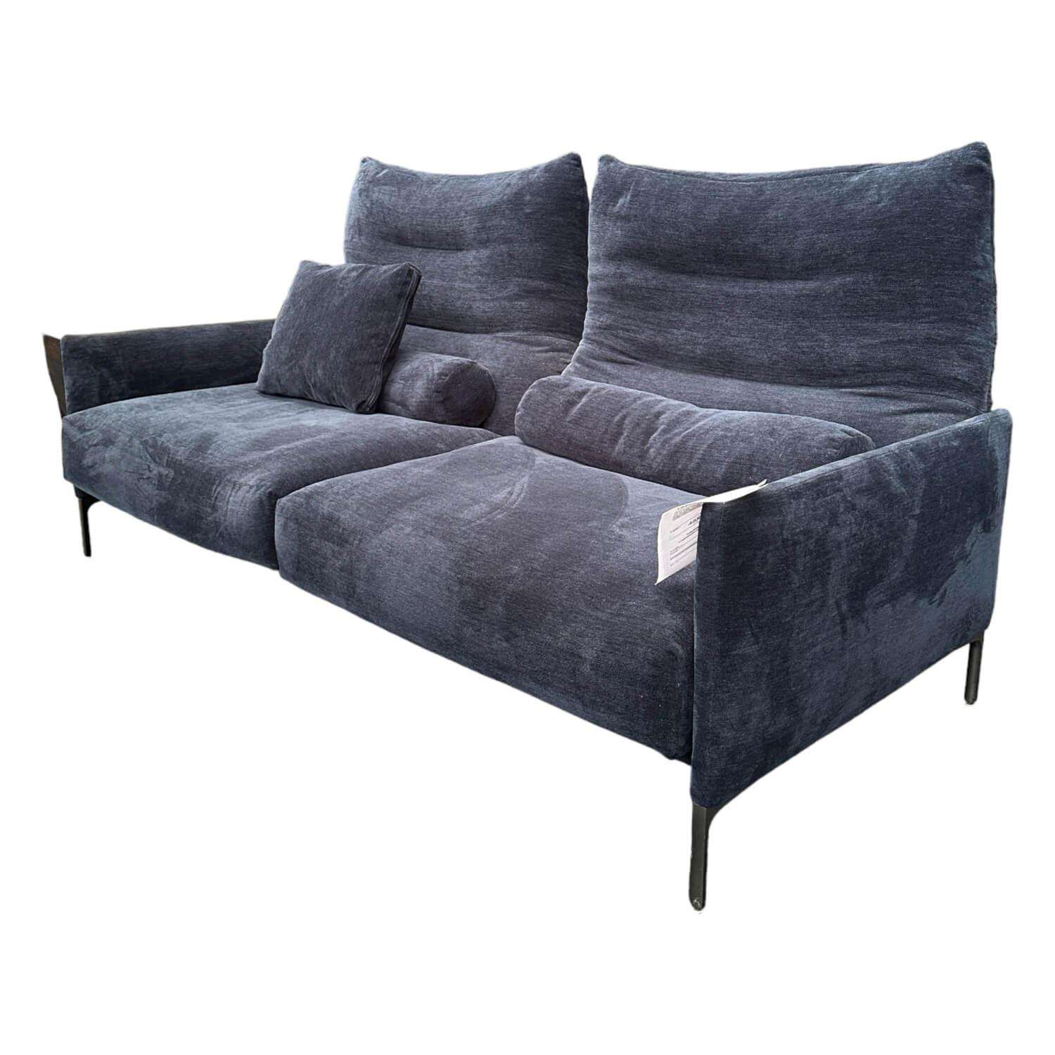 Sofa Avalanche Stoff 8146 Blau-Violett Ablage Eiche Massiv Natur Gestell Feinstruktur Schwarz