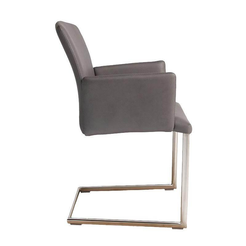 Lavida - 6er Set Stuhl Lou Stoff Gavin 226 Grau Gestell Edelstahl Matt - 3