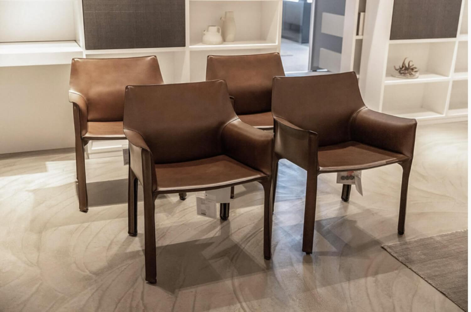 Cassina - 4er-Set Stuhlgruppe Cab Kernleder Braun 139C1L - 4