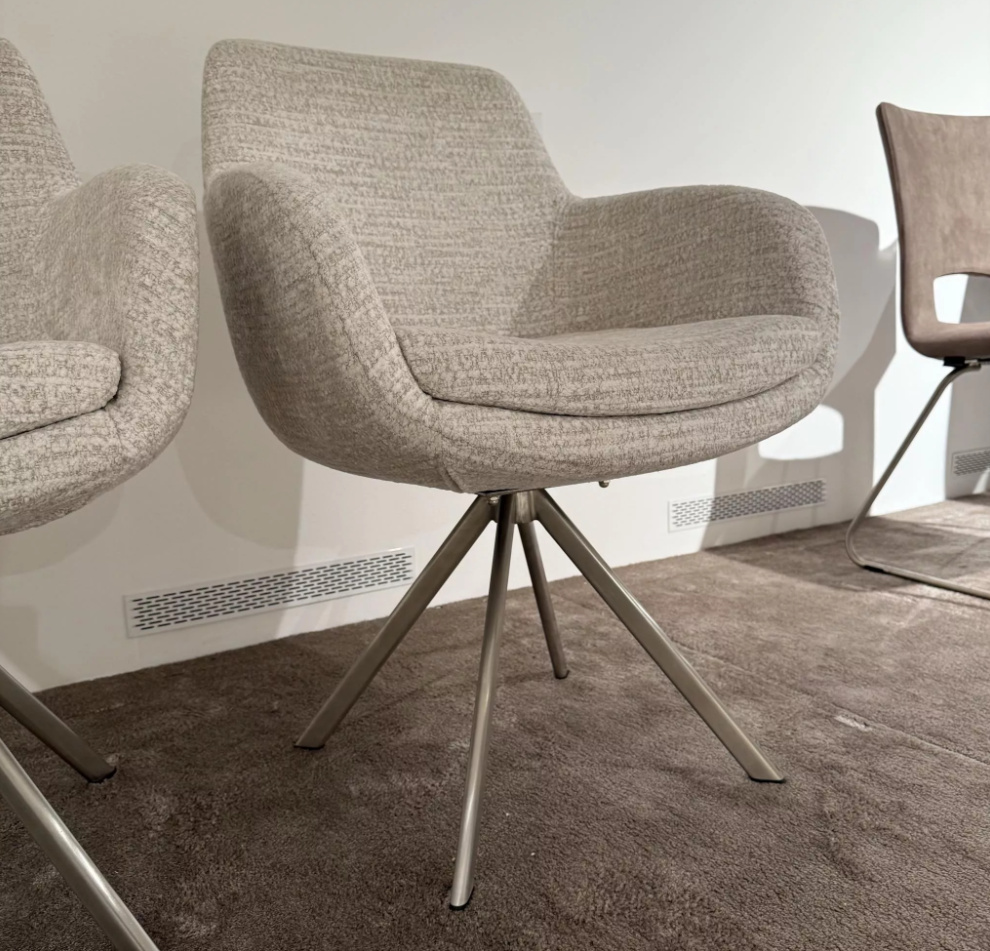 Musterring - 6er-Set Tavia Schalensessel Stoff JAB 16070 Grau Kufengestell Edelstahl - 6